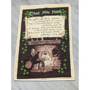 Irish Looms Cead Mile Failte Irish Linen Tea Towel Made In Ireland Kitchen Decor